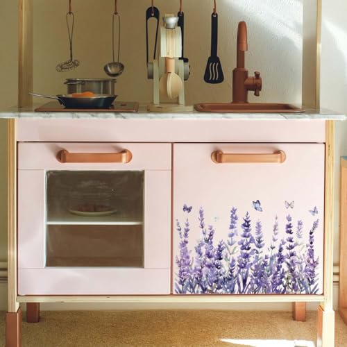OLYCRAFT 3Pcs/Set Lavender Rub on Transfers for Furniture and Crafts 6x12 Inch Purple Flowers Furniture Decals Decor Butterfly Furniture Transfer Stickers for Wood Furniture Decor Scrapbooking - style: Lavender