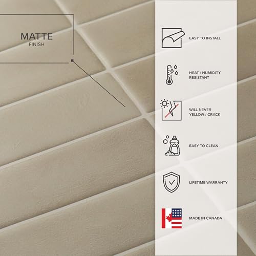 Smart Tiles Peel and Stick backsplash, Stacked Taupe Beige, 11.43"x9" - color: Taupe Beige