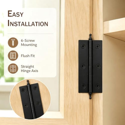 3 Inch Folding Butt Hinges, Brushed Bronze, 2Pcs - color: Matte Black, size: 3 Inches