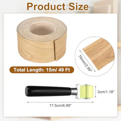 uxcell 3" x 49 ft Wood Edge Banding Pre-Glued Iron On Strip White Oak - color: White Oak, size: 3" x 49 ft