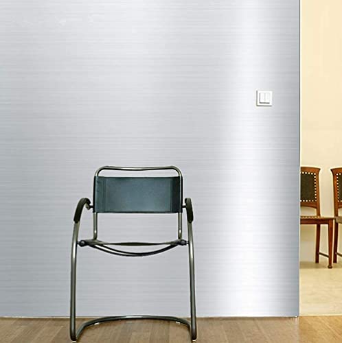Abyssaly Silver Stainless Steel Peel and Stick Wallpaper Refrigerator Wrap - color: Silver, size: 17.71" X 393.7"