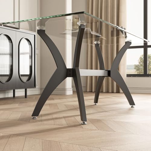 Metal Table Base,Heavy Duty Metal Legs for Glass & Wood - color: Matte Black