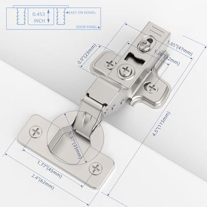 Chibery 30 Pack Inset Cabinet Hinges, Soft Close, Frameless, 105° - size: Inset