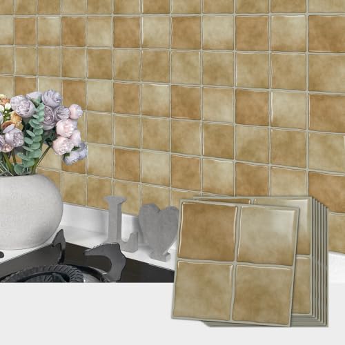 20pcs Peel and Stick Backsplash Wall Tiles,Sandy Beige 6"x6" - color: Sandy Beige