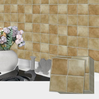 20pcs Peel and Stick Backsplash Wall Tiles,Sandy Beige 6"x6" - color: Sandy Beige