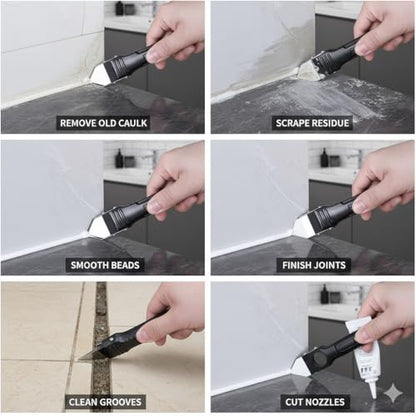 3-in-1 Silicone Caulking Tool with ABS Head – Ideal for Sealing, Cleaning, and Scraping Glue – Durable Plastic Handle for Easy Use, Caulking Tool, Ergonomic Handle