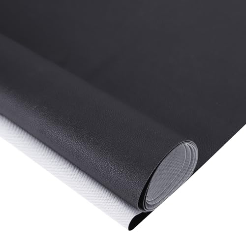 Faux Leather, Marine Vinyl PVC Leather for DIY Upholstery, Sofa Car Boat Seat Repair, Waterproof & Easy to Clean, Black (1 Yd 55x36 Inch) - color: Black, size: 1Yd (55x36inch)