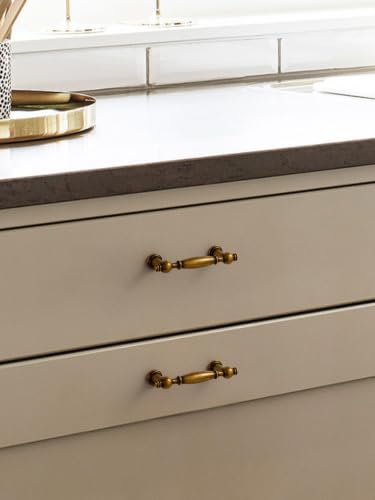 5 Pack Antique Brass Cabinet Pulls 3" Hole Center - color: Antique Brass, size: 3" hole center