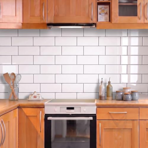 Thicker Design Peel and Stick Backsplash Tile，Self Adhesive Wall Tiles for Kitchen & Bathroom (10 Sheets, White) - color: White With Grey Grout