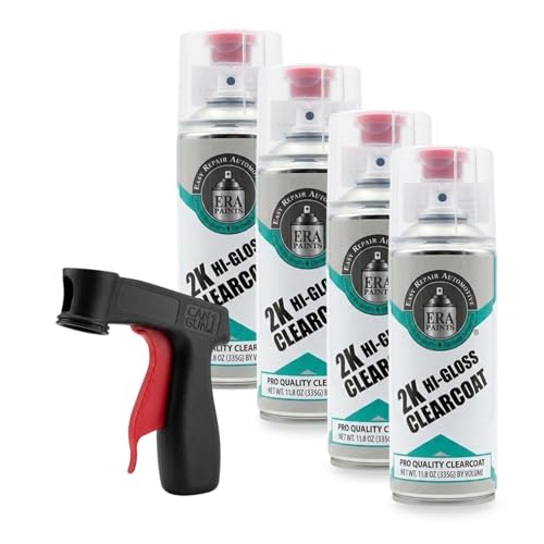 ERA Paints 2K High Gloss Clear Coat Spray/Aerosol Can – Professional Quality & Finish - Easy to Use – Best Value (4 Spray Can w/Can-Gun1) - style: 4 Spray Can w/Can-Gun1