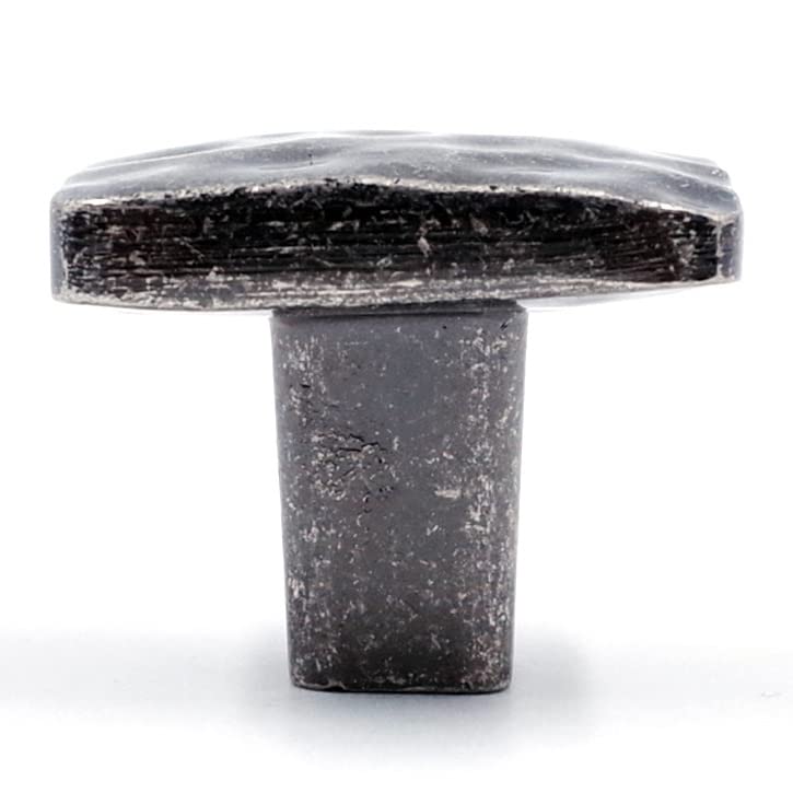 Jetland Square Hammered Cabinet Knobs - 6-Pack, Aged Silver, 1-1/4" Knobs, Rustic Solid Cast Square Knobs for Dresser Nightstand Furniture, HT0612OS30 - color: Aged Silver, size: 1-1/4" Knobs
