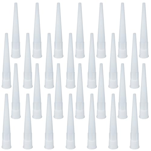 40 Pcs Plastic Caulking Gun Nozzle Tips for Sausage Caulking Gun, Caulk Applicator Tips Extension Nozzle Tool for Caulk Tubes, White