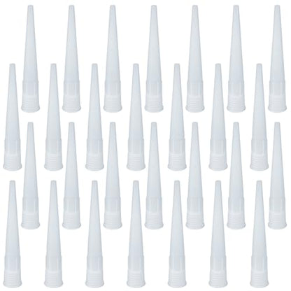 40 Pcs Plastic Caulking Gun Nozzle Tips for Sausage Caulking Gun, Caulk Applicator Tips Extension Nozzle Tool for Caulk Tubes, White