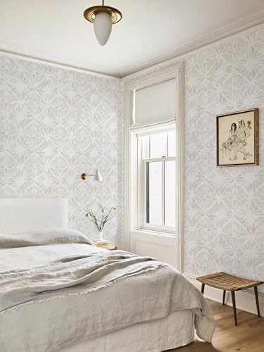Boho Wallpaper Neutral Peel and Stick Wallpaper 78.7"x17.3" Geometric Wall Paper Beige and White Contact Paper Textured Removable Vinyl Waterproof for Bedroom Farmhouse Kitchen Bathroom - color: White and Beige, size: 17.3" x 78.7"