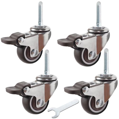 1.5" Thread Caster 1/4"-20UNC x 1" Stem Set of 4 All Brake Quiet Wheels - size: 1.5" Caster 1/4in Stem