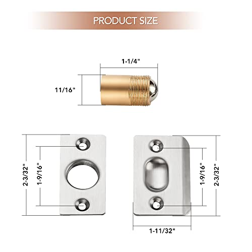 Ravinte Silver Door Ball Catch, Closet Door Latch Adjustable, 2 Pack - color: Silver