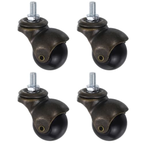 uxcell 1.5 Inch Ball Caster Wheels, 4pcs Threaded Stem Caster 360 Degree Rotatable Caster Wheels for Furniture, Bronze Tone - color: Bronze Tone, size: 1.5 Inch