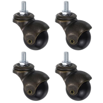 uxcell 1.5 Inch Ball Caster Wheels, 4pcs Threaded Stem Caster 360 Degree Rotatable Caster Wheels for Furniture, Bronze Tone - color: Bronze Tone, size: 1.5 Inch