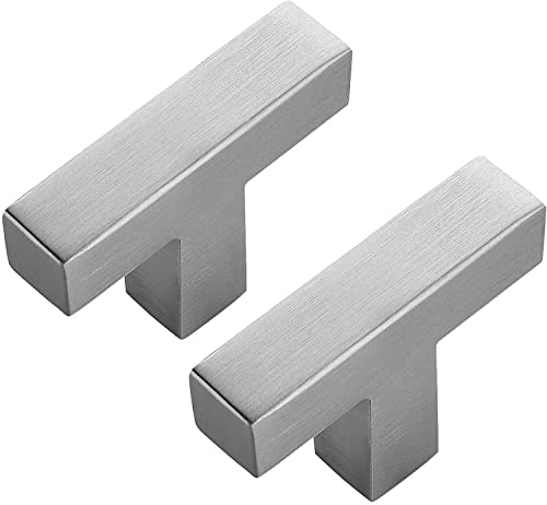 Ravinte 10 Pack Brushed Nickel Square Bar Cabinet Knobs 2in Kitchen Handles - color: Brushed Nickel