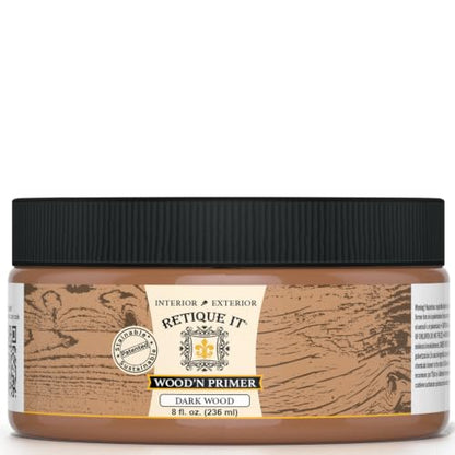 Retique It Wood'n Primer - Paint it then stain it - Stainable Wood Fiber Paint (Dark Wood, Small) - color: Dark Wood, size: 8 Fl Oz (Pack of 1)
