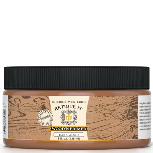 Retique It Wood'n Primer - Paint it then stain it - Stainable Wood Fiber Paint (Dark Wood, Small) - color: Dark Wood, size: 8 Fl Oz (Pack of 1)