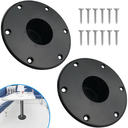 2 Pack Black RV Table Base Mount Aluminum Camper Table Base Mount with 6 Mounting Holes Floor Mounting Base Includes Mounting Screws - color: 2pack