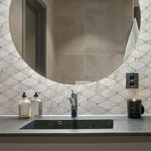STICKGOO Peel and Stick Backsplash, 10 Sheets Beige Stone Texture Stick on Backsplash, Self Adhesive Wall Tile Sticker - color: Beige Stone Texture