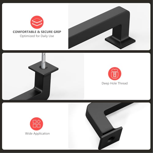 homdiy 20 Pack 6-1/4 Inch Black Cabinet Handles, Solid Zinc Alloy Pulls - color: Black, size: 6-1/4" Hole Center
