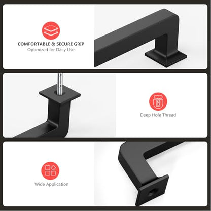 homdiy 20 Pack 6-1/4 Inch Black Cabinet Handles, Solid Zinc Alloy Pulls - color: Black, size: 6-1/4" Hole Center