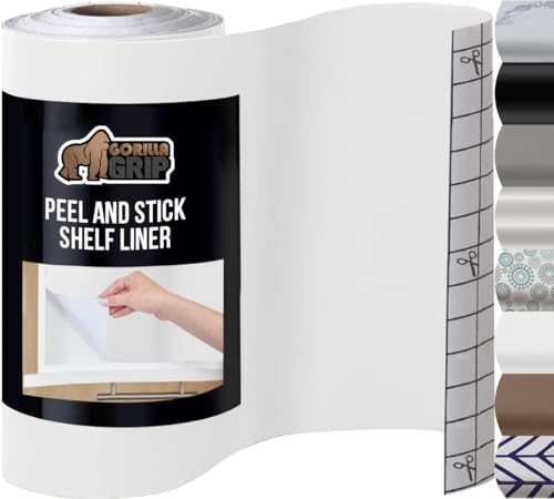 GORILLA GRIP® Peel and Stick Paper, Cabinet Liner, 17.5"x20' White - color: Bright White, size: 240"w X 17.5"l