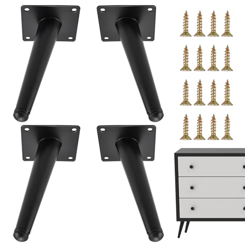 RealPlus 8 Inch Furniture Legs, Heavy Duty Metal Replacement Legs for Chairs Sofas Cabinets Cupboard Couch and DIY Projects, Mid-Century Style - size: 8 Inch