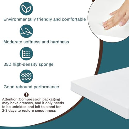 Frienda 1 Pack 2" x 24" x 24" Upholstery High Density Craft Foam, White - size: 2" X 24" X 24"