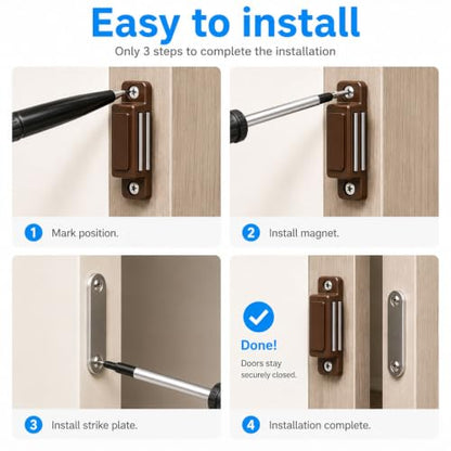 12 Pack Cabinet Magnets for Closure, Tight-Latching Magnetic Door Catch - color: Brown