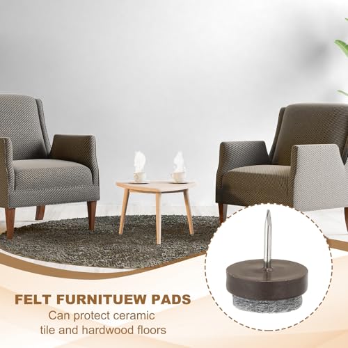 PATIKIL 20 mm Nail-on Felt Pads 40Pcs Round Felt Furniture Sliders Black - color: Black, size: 20 mm