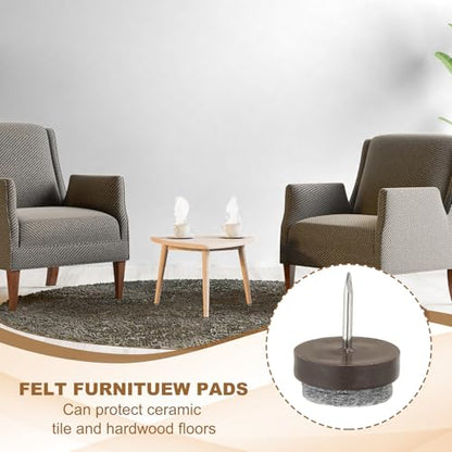 PATIKIL 20 mm Nail-on Felt Pads 40Pcs Round Felt Furniture Sliders Black - color: Black, size: 20 mm