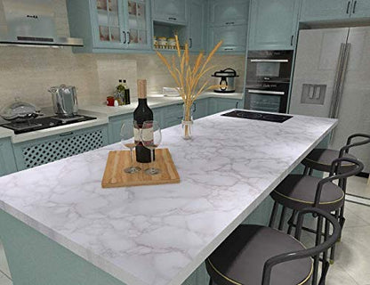 Art3d 120"x17.3" Self-Adhesive Wallpaper, Peel and Stick Grey Marble Paper, Matt - color: Gray, size: 17.3" x 120"