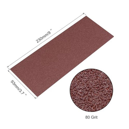 uxcell 10 Pcs 80 Grit Sandpapers 9" x 3.7" Aluminum Oxide Sanding Sheets Hand Sander Papers for Wood Furniture Finishing - style: 80 Grit