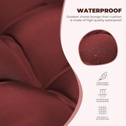 76 x 22 x 4.7 Waterproof Chaise Lounge Chair Cushion Outdoor Red - color: Red, size: 1 Pack