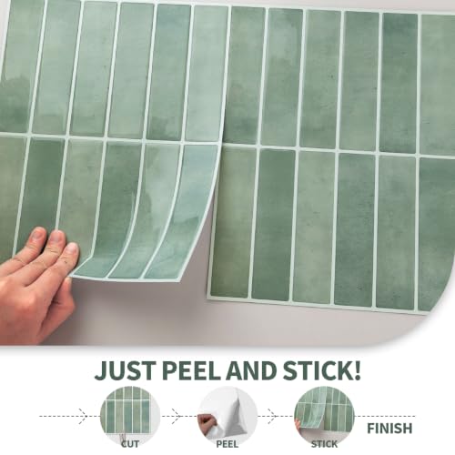 Peel and Stick Backsplash 3D Wall Tiles,Self-Adhesive,Oil Proof,Waterproof, Removable Wall Panels for Kitchen & Bathroom,Modern Design, Easy Install (10.7ft，12x9 inch,14 Pack) (Mint Green) - color: Mint Green