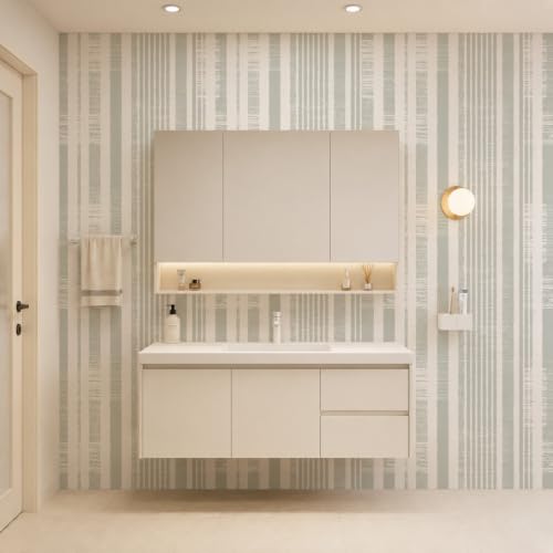 Peel and Stick Wallpaper, Light Grey Distressed Vertical Stripe Pattern, 118in x 17.7in, Waterproof Vinyl, Removable Reusable, Eco-Friendly, for Bedroom Living Room Rental Apartment - color: Dark4, size: 17.7" x 118.1"