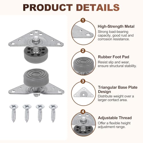 uxcell 4pcs Furniture Leveling Feet Adjustable Metal Feet (29x18x28mm) - size: 29 x 18 x 28mm