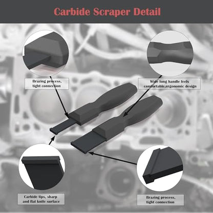 Carbide Scraper, Super Carbide Gasket Scraper for Metal and Automotive, 1-1/4 Inch and 5/8 Inch Carbide Scraper Set (Grey 2-Piece) - color: Grey