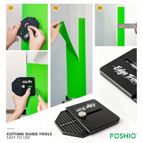 FOSHIO Aluminum Edge Trimming Template Tool, Adjustable Edge Distance (5-35mm), Straight Line Cutting Guide for Furniture, Cabinet, Countertop, Window Tint & Vinyl Wrap