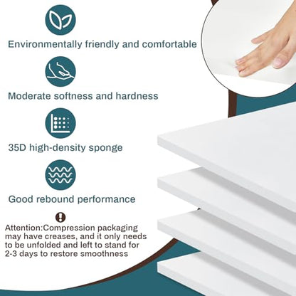 Frienda 4 Pack 1" x 24" x 24" Upholstery High Density Foam Cushion, White - color: White, size: 1" x 24" x 24"