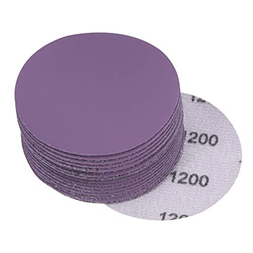 uxcell 20Pcs 3-Inch Purple Sanding Discs 1200 Grits Hook and Loop Professional Aluminum Oxide Sand Paper Wet Dry Polish for Wood Metal Paint Finishing - style: 1200 Grit