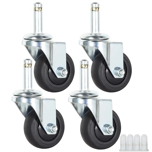 Stem Casters Wheel, 7/16" x 1-3/8" Swivel Casters (Without Brake, 3 Inch) - color: Without Brake, size: 3 Inch