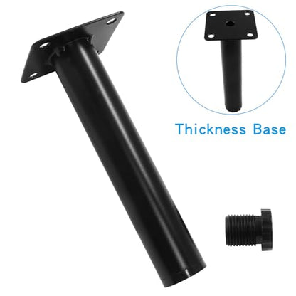 4 Pcs 6"/150mm Metal Furniture Legs Black Adjustable - size: 6 inches