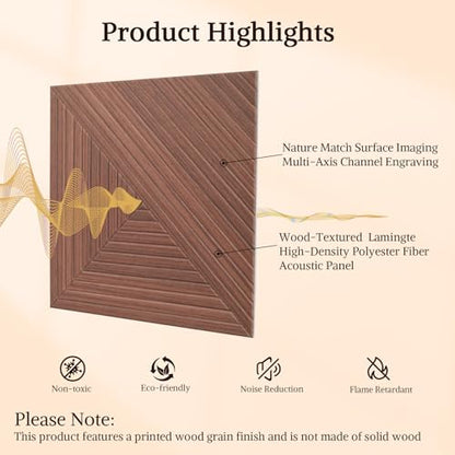 Acoustic Wall Panels, 6 Piece 23.62" X 23.62" Peel and Stick Wall Panels - color: Elysian Step Vortex, size: 72 X 48 Inches