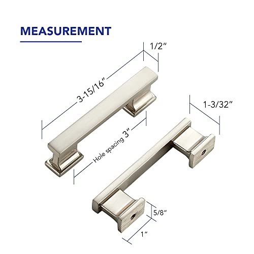 Brushed Nickel Cabinet Pulls, 3 Inch (76mm), 20 Pack, Heavy Duty - color: Brushed Nickel, size: 3" Hole Center