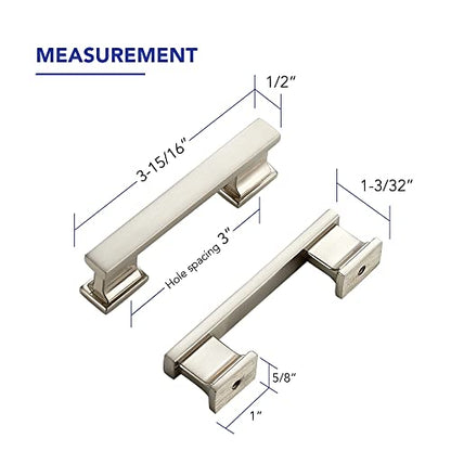 Brushed Nickel Cabinet Pulls, 3 Inch (76mm), 10 Pack, Heavy Duty - color: Brushed Nickel, size: 3" Hole Center